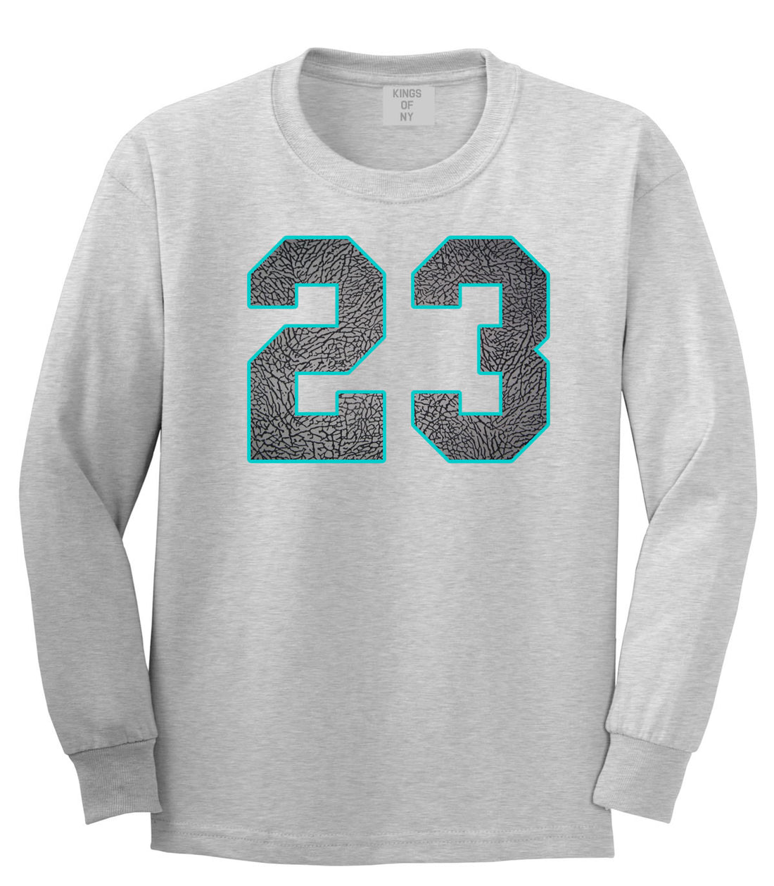 23 Cement Blue Jersey Long Sleeve T-Shirt in Grey By Kings Of NY