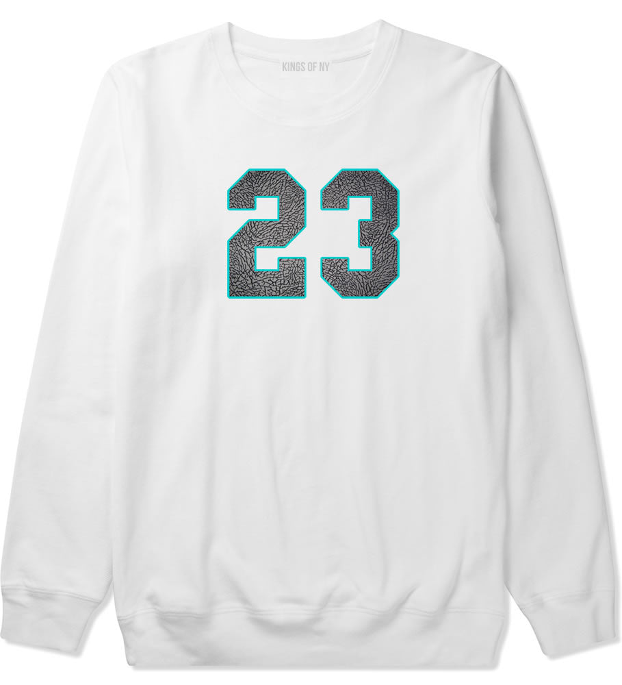 23 Cement Blue Jersey Crewneck Sweatshirt in White By Kings Of NY