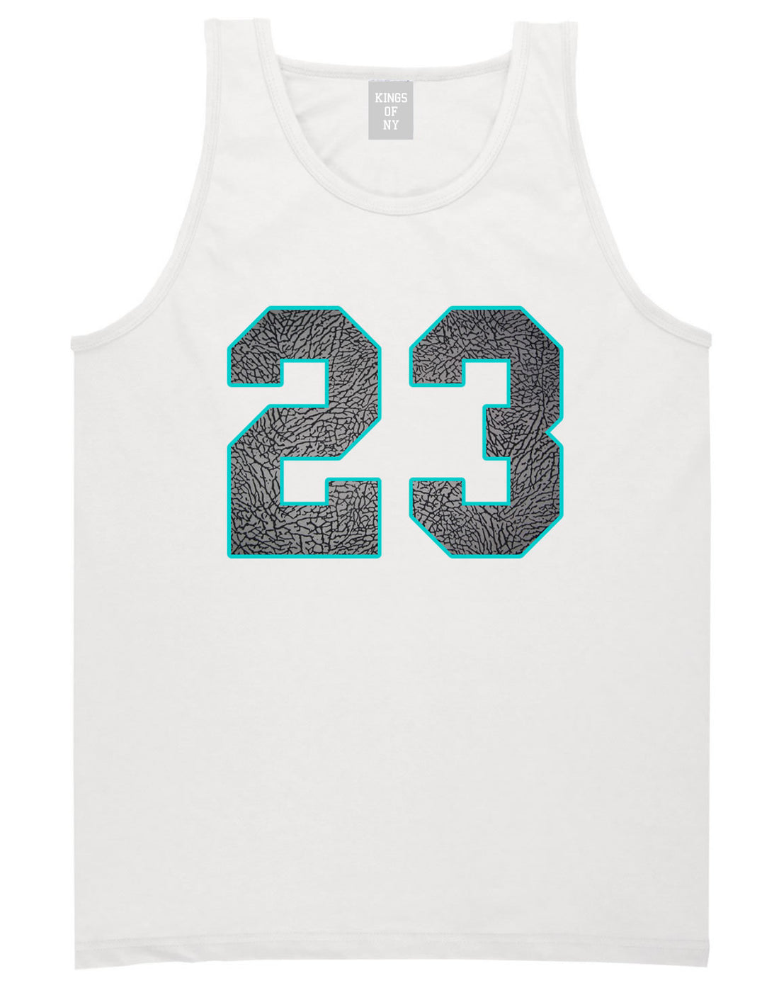 23 Cement Blue Jersey Tank Top in White By Kings Of NY