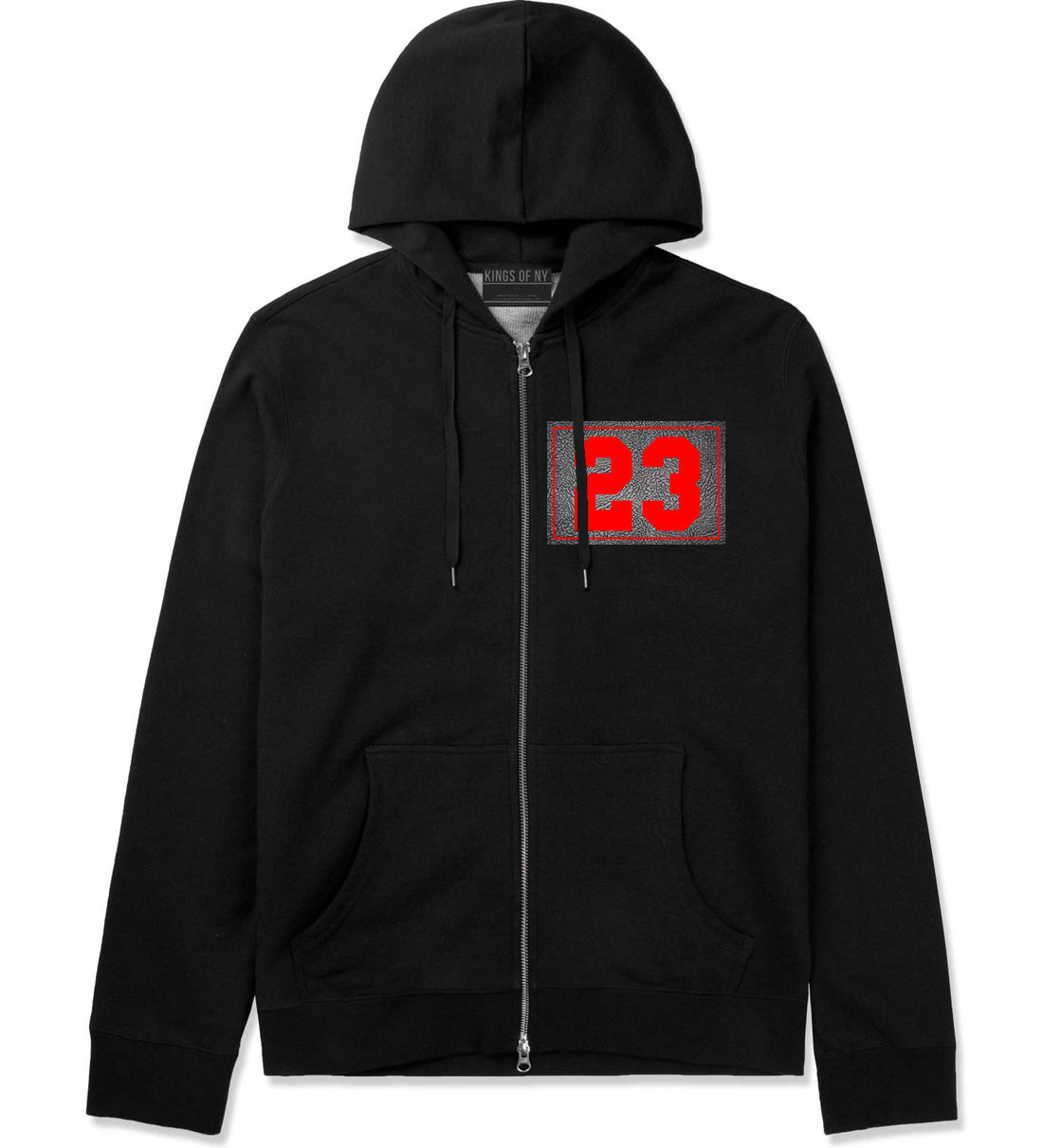 23 Cement Red Jersey Zip Up Hoodie in Black By Kings Of NY