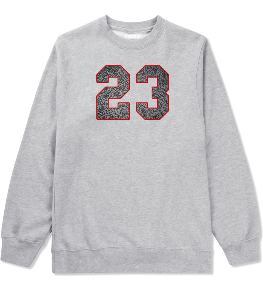 23 Cement Red Jersey Crewneck Sweatshirt in Grey By Kings Of NY