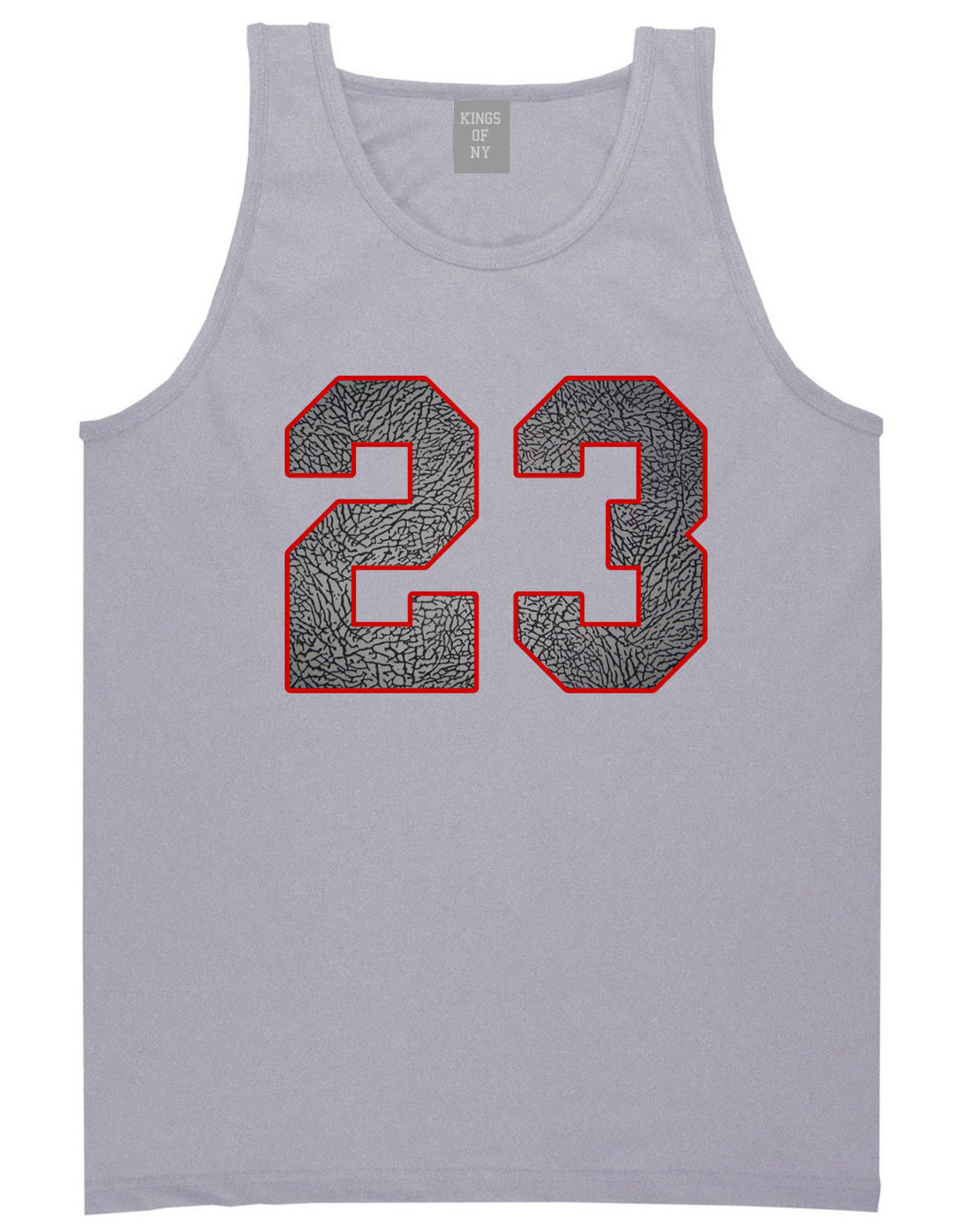 23 Cement Red Jersey Tank Top in Grey By Kings Of NY