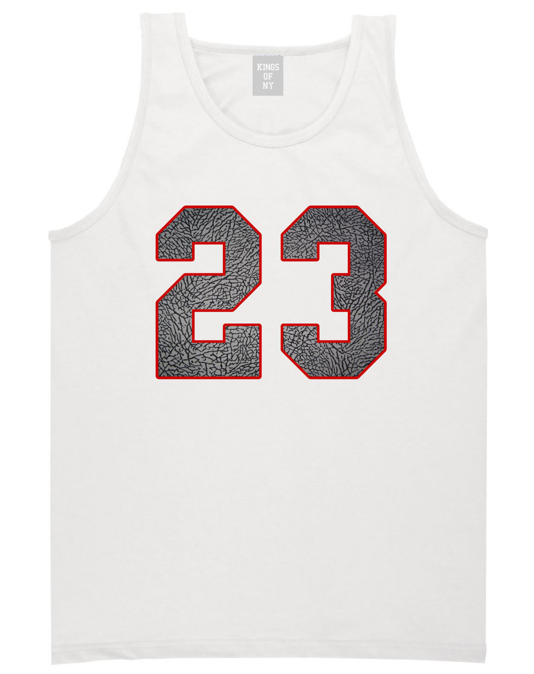 23 Cement Red Jersey Tank Top in White By Kings Of NY