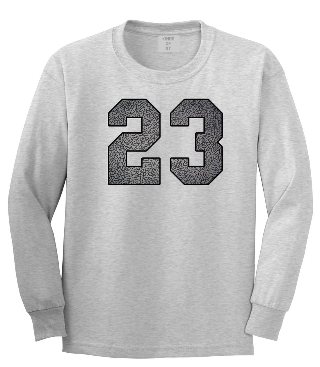 23 Cement Jersey Long Sleeve T-Shirt in Grey By Kings Of NY