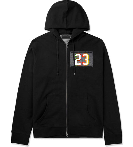 23 Cement Print Colorful Jersey Zip Up Hoodie in Black By Kings Of NY