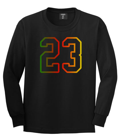 23 Cement Print Colorful Jersey Long Sleeve T-Shirt in Black By Kings Of NY