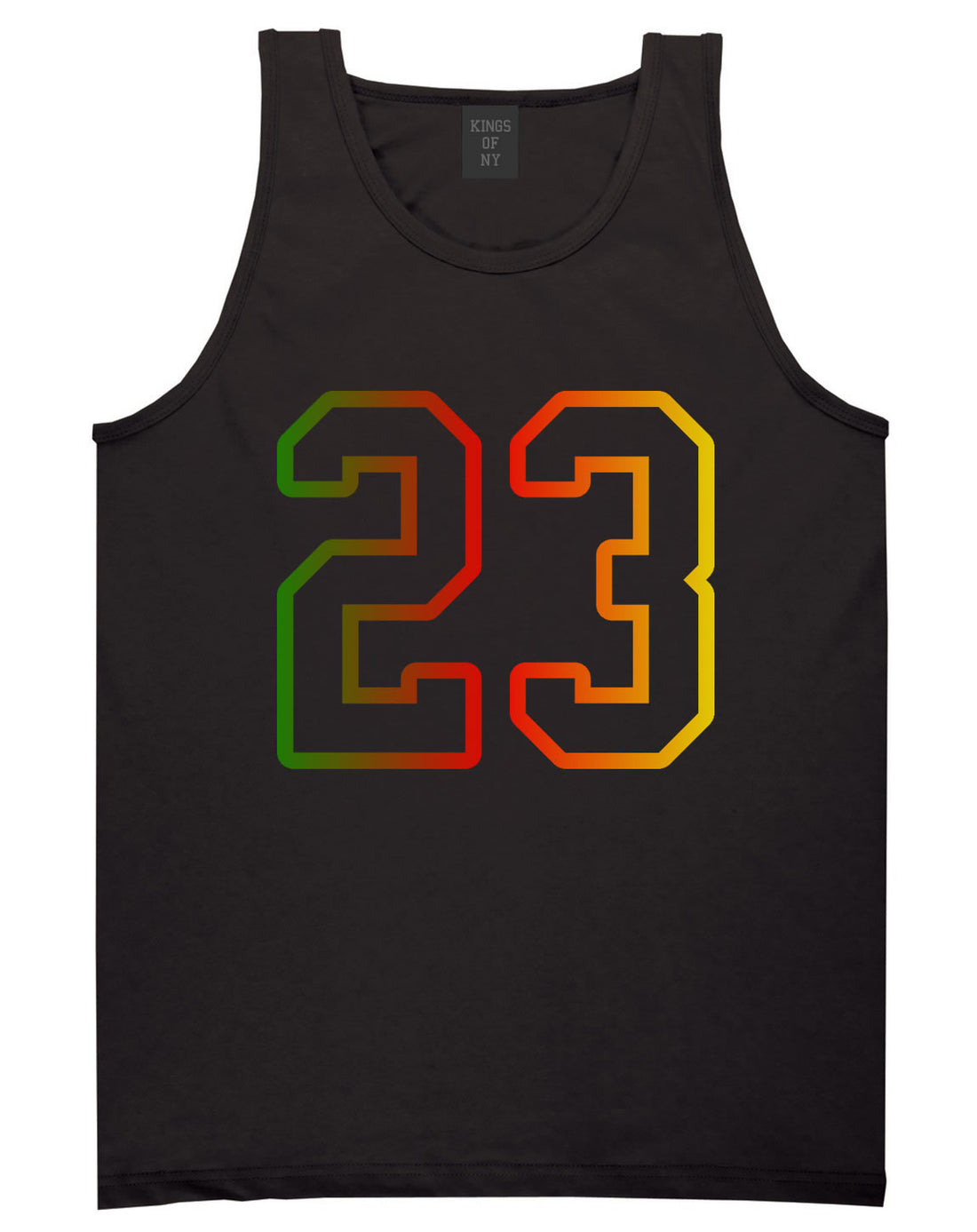 23 Cement Print Colorful Jersey Tank Top in Black By Kings Of NY