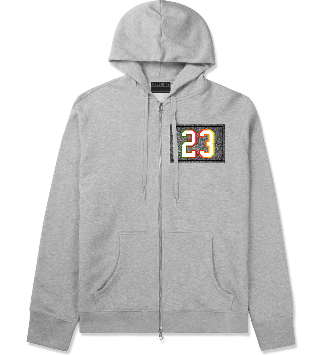 23 Cement Print Colorful Jersey Zip Up Hoodie in Grey By Kings Of NY
