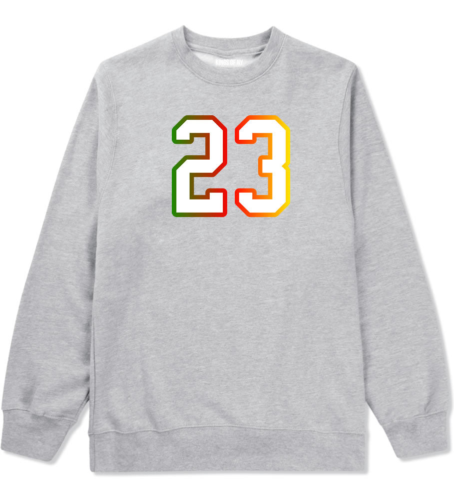 23 Cement Print Colorful Jersey Crewneck Sweatshirt in Grey By Kings Of NY
