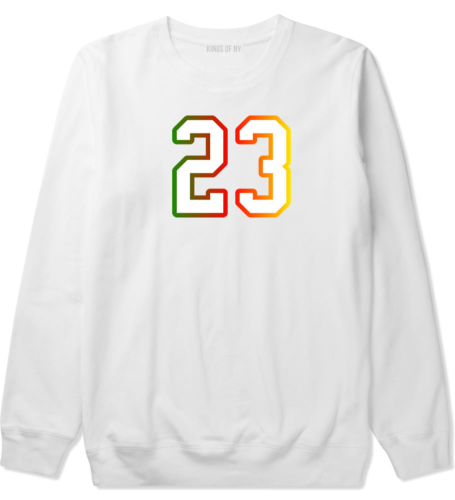 23 Cement Print Colorful Jersey Crewneck Sweatshirt in White By Kings Of NY