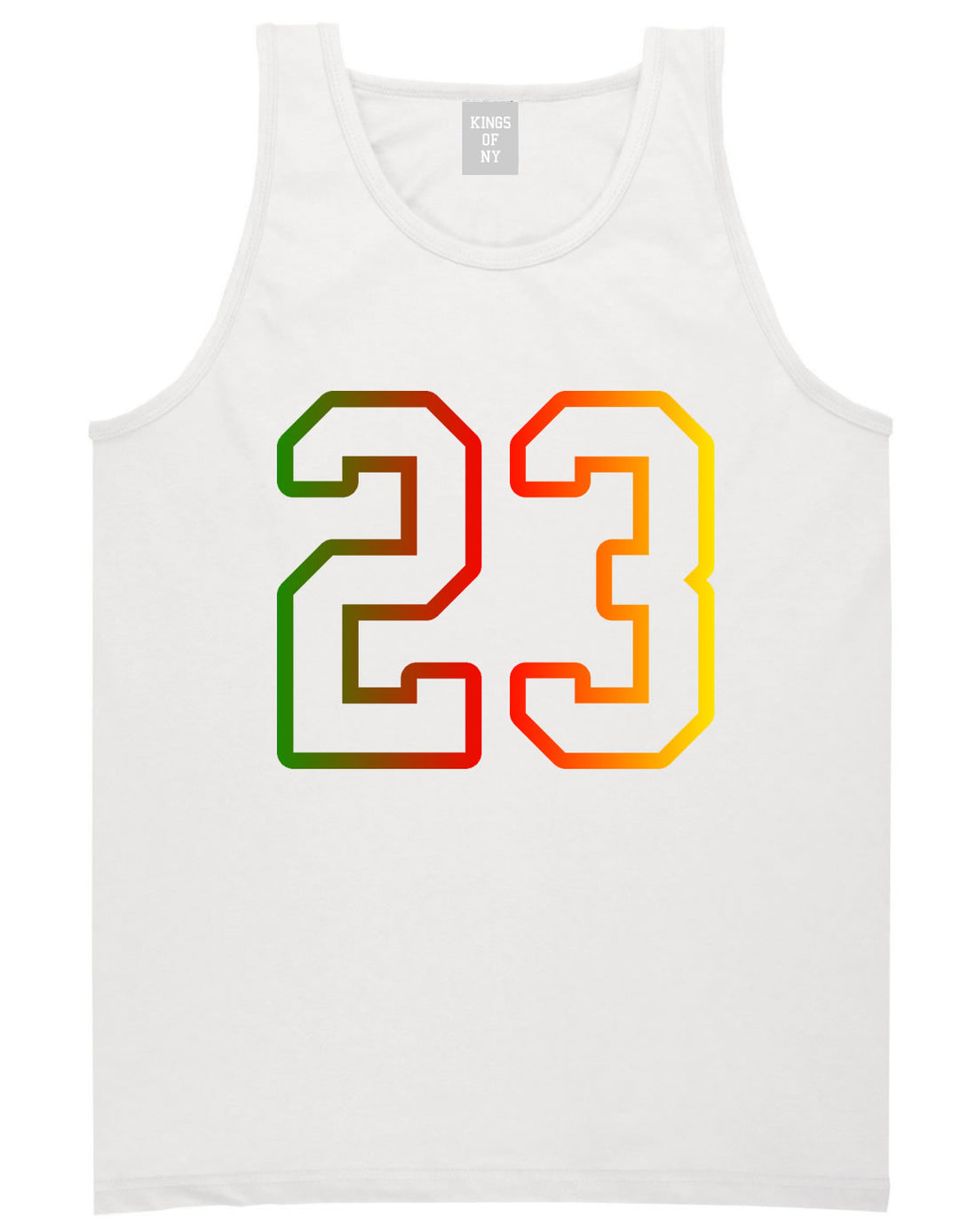 23 Cement Print Colorful Jersey Tank Top in White By Kings Of NY