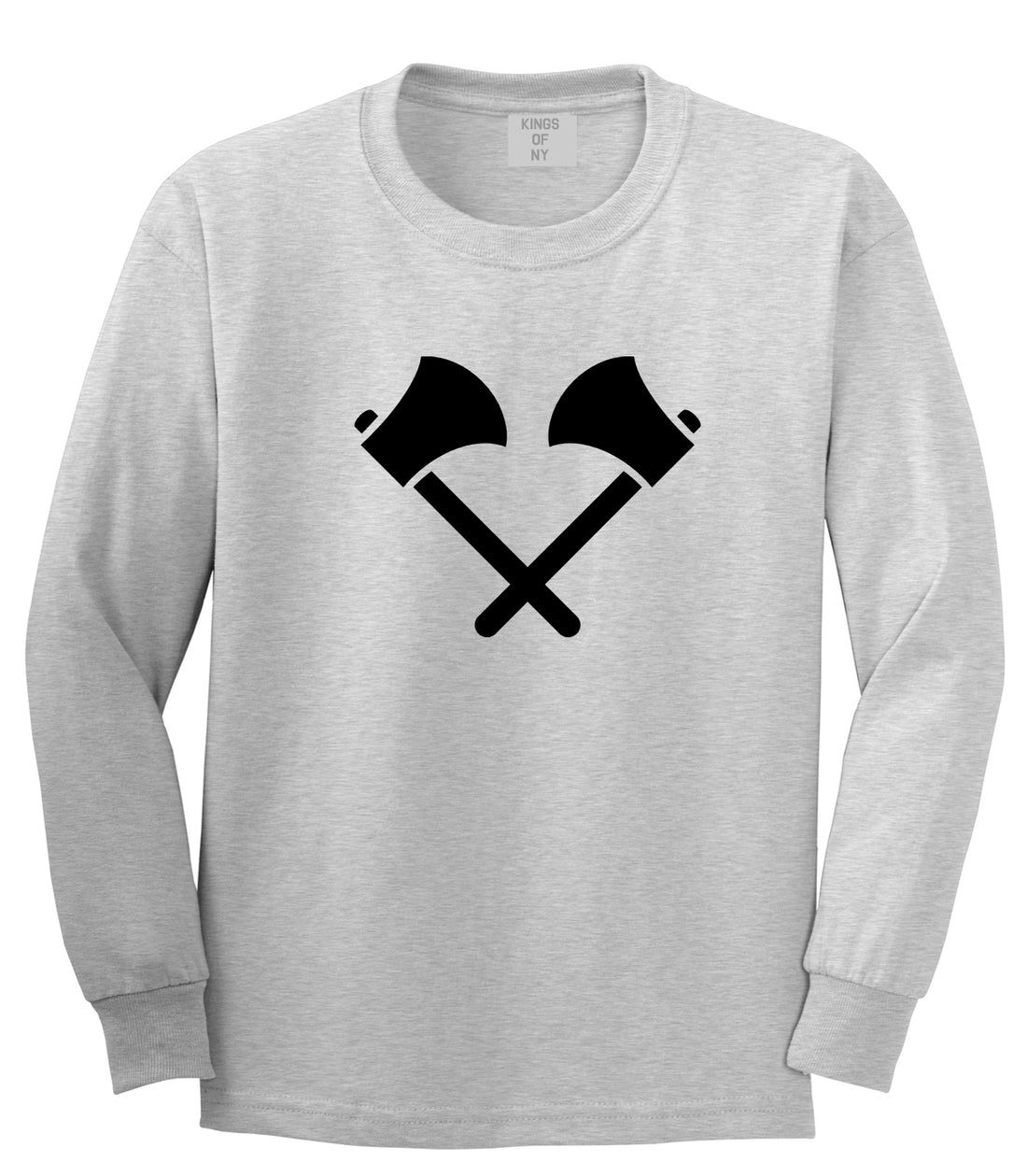2 Ax Fireman Logo Grey Long Sleeve T-Shirt by Kings Of NY