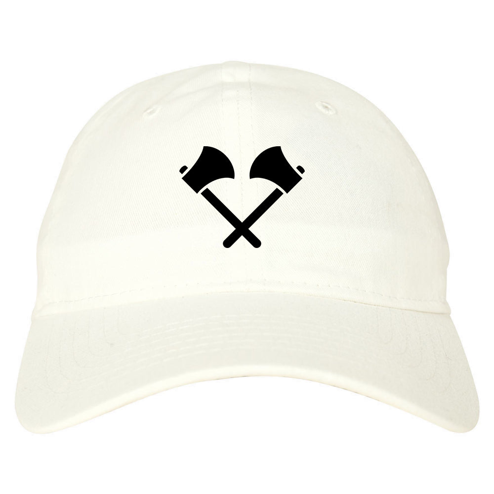 2 Ax Fireman Logo Dad Hat Baseball Cap White