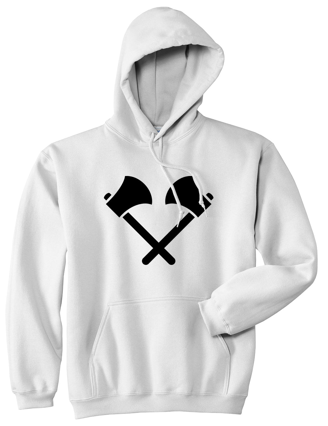 2 Ax Fireman Logo White Pullover Hoodie by Kings Of NY
