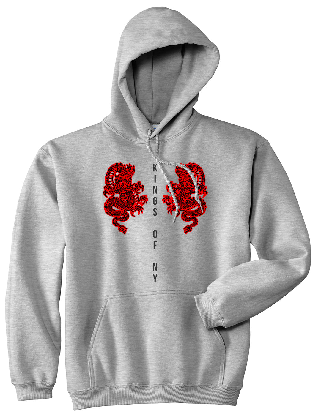 2 Chinese Dragon Pullover Hoodie in Grey