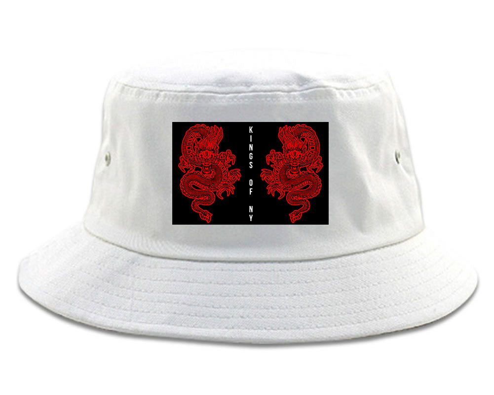 2_Chinese_Dragon White Bucket Hat