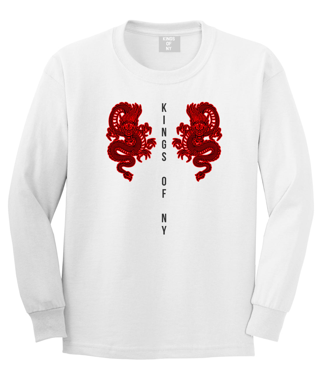 2 Chinese Dragon Long Sleeve T-Shirt in White
