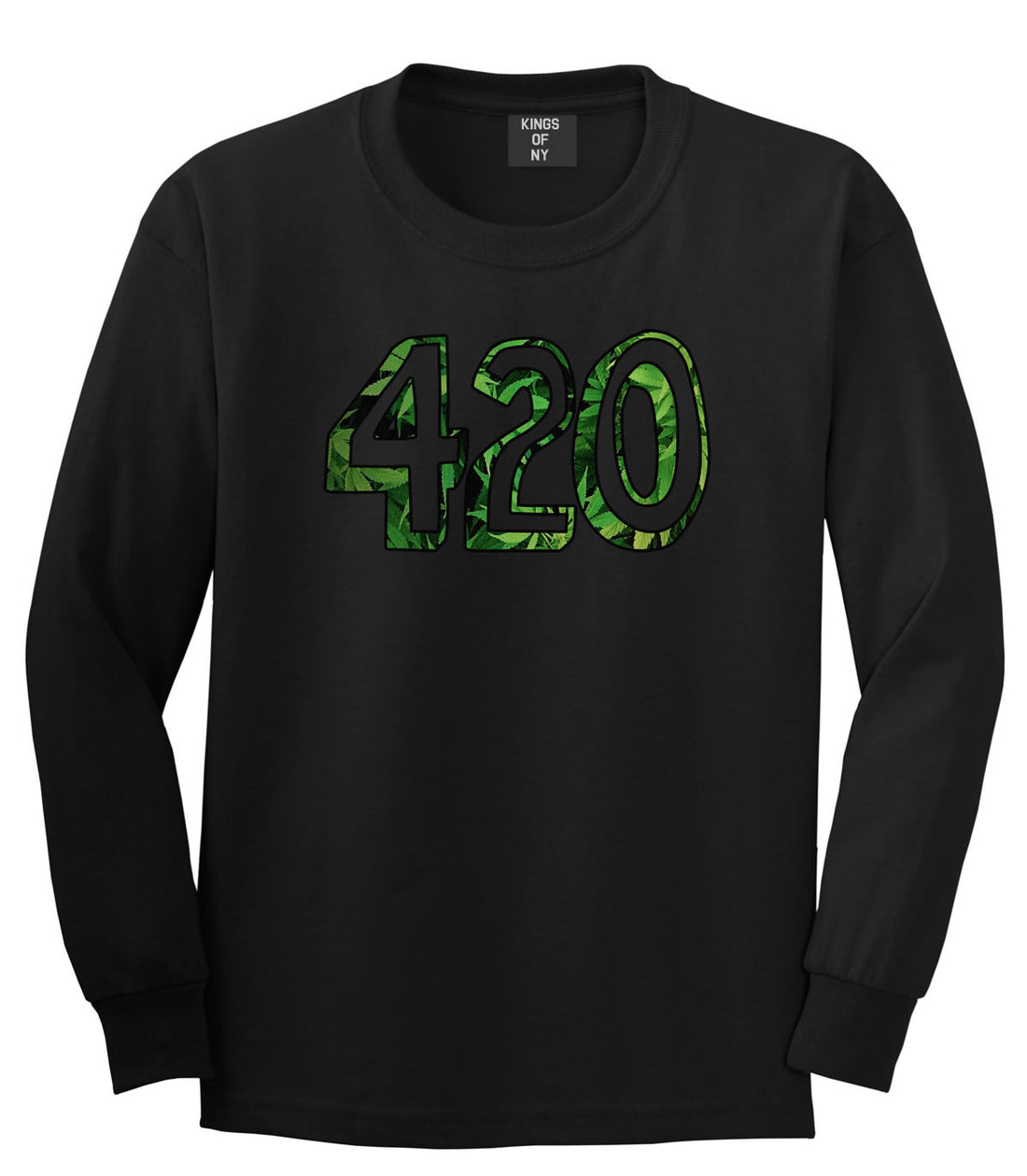  420 Weed Marijuana Print Boys Kids Long Sleeve T-Shirt in Black by Kings Of NY