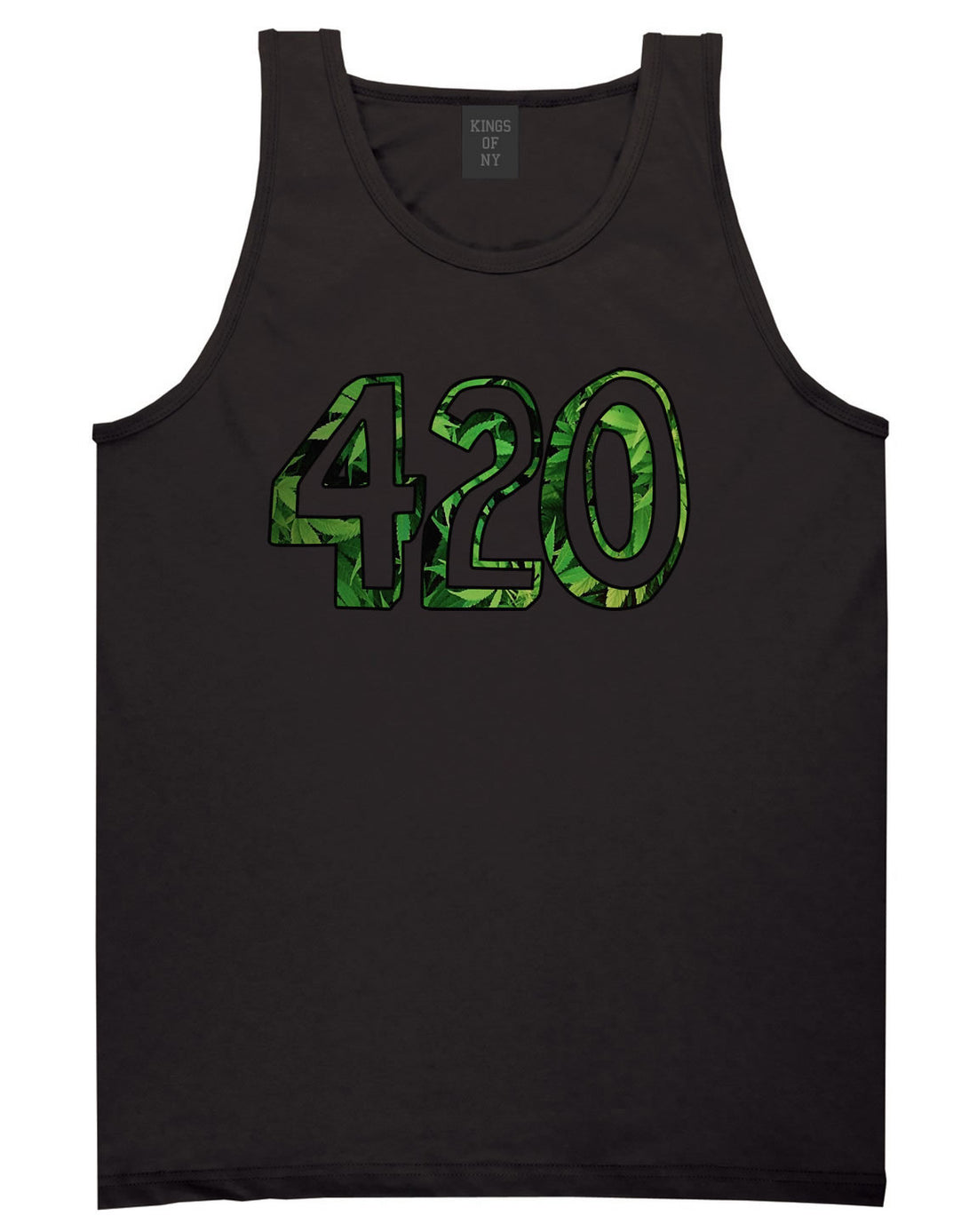  420 Weed Marijuana Print Tank Top in Black by Kings Of NY