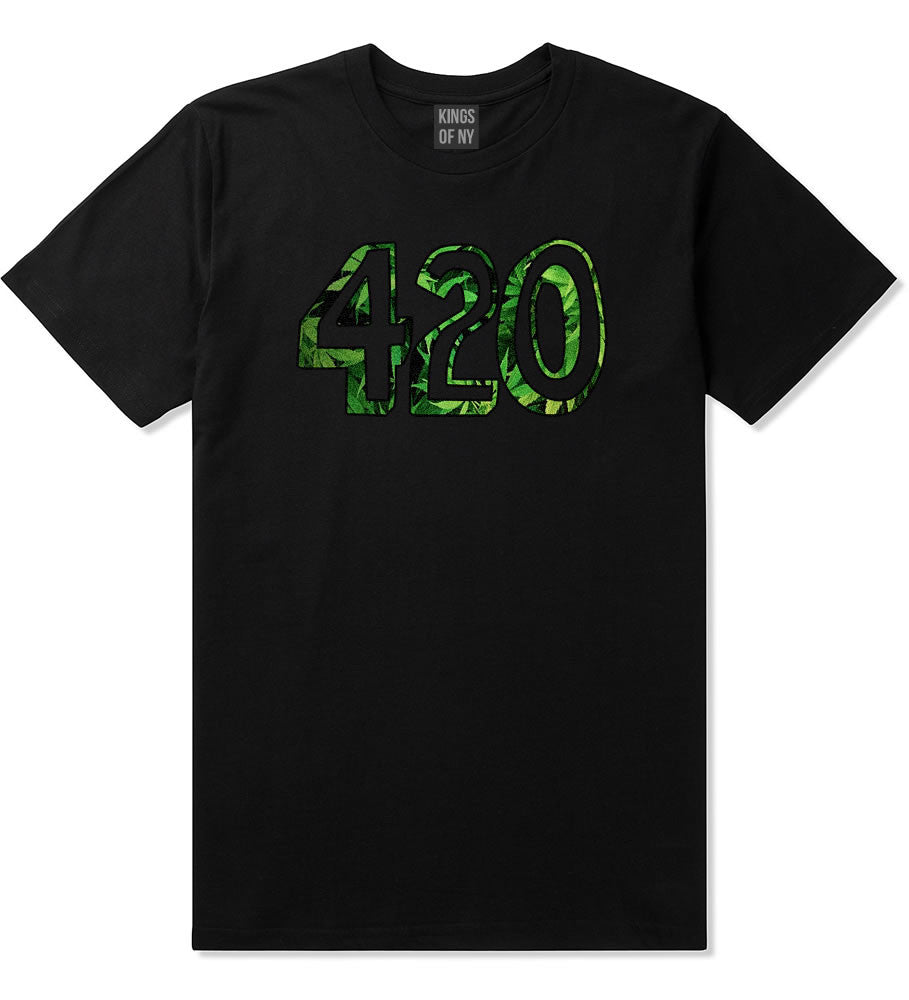  420 Weed Marijuana Print T-Shirt in Black by Kings Of NY