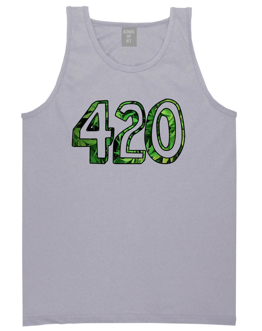  420 Weed Marijuana Print Tank Top in Grey by Kings Of NY