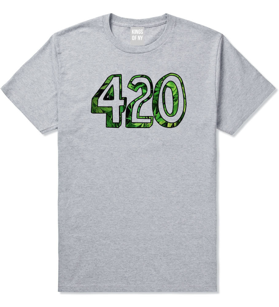  420 Weed Marijuana Print T-Shirt in Grey by Kings Of NY