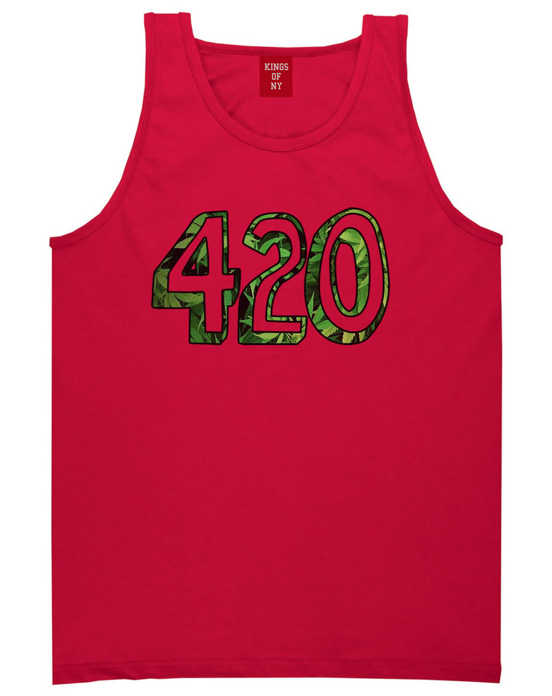  420 Weed Marijuana Print Tank Top in Red by Kings Of NY