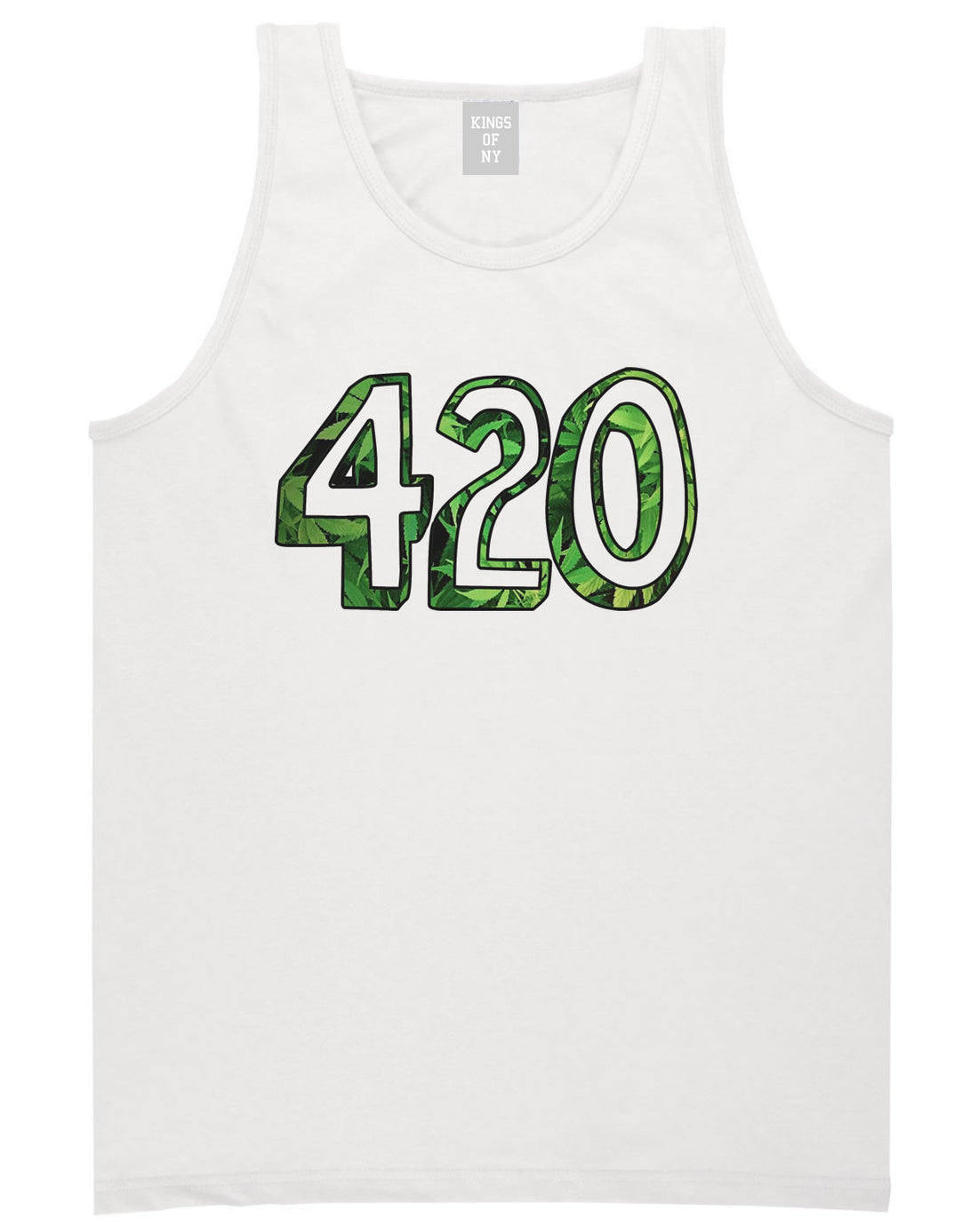  420 Weed Marijuana Print Tank Top in White by Kings Of NY