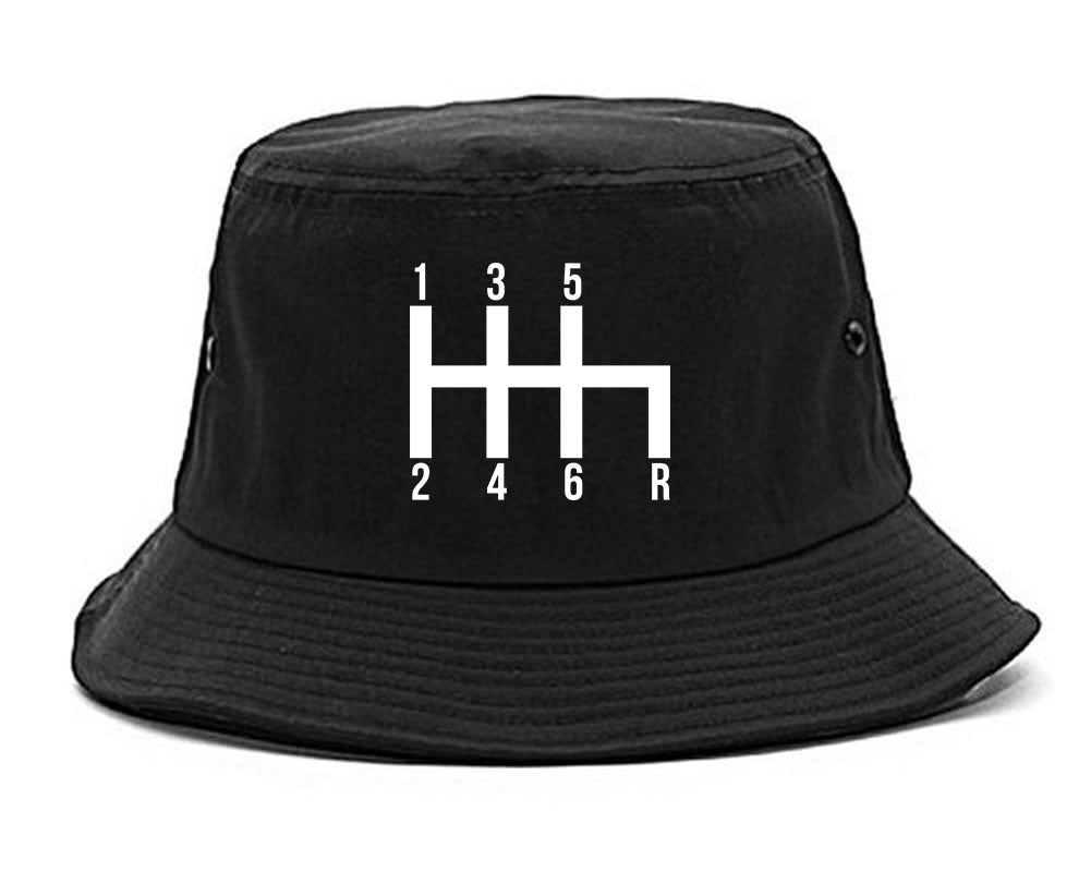 6 Speed Manual Transmission Car Racing Mens Bucket Hat Black