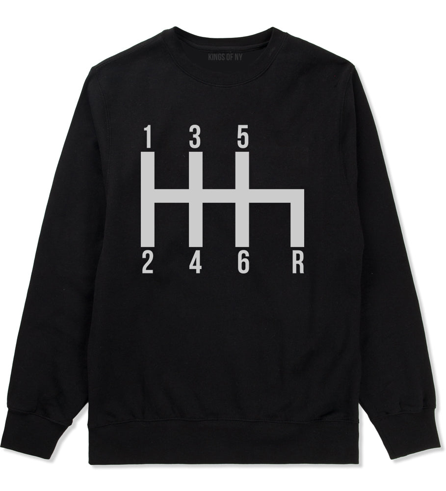 6 Speed Manual Transmission Car Racing Mens Crewneck Sweatshirt Black