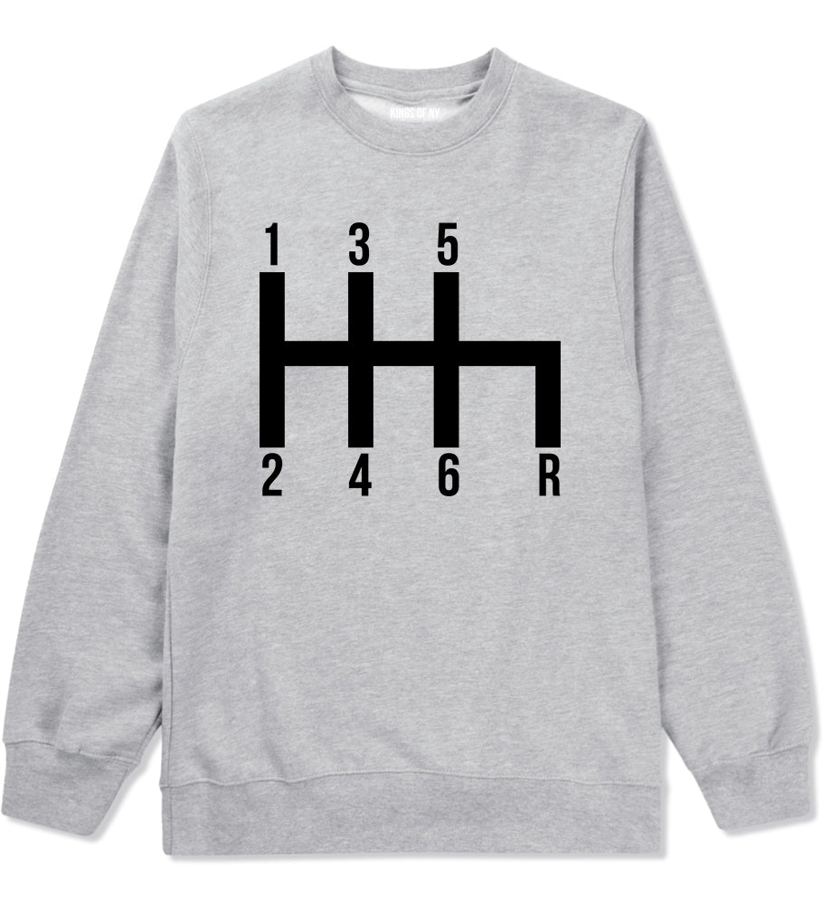 6 Speed Manual Transmission Car Racing Mens Crewneck Sweatshirt Grey