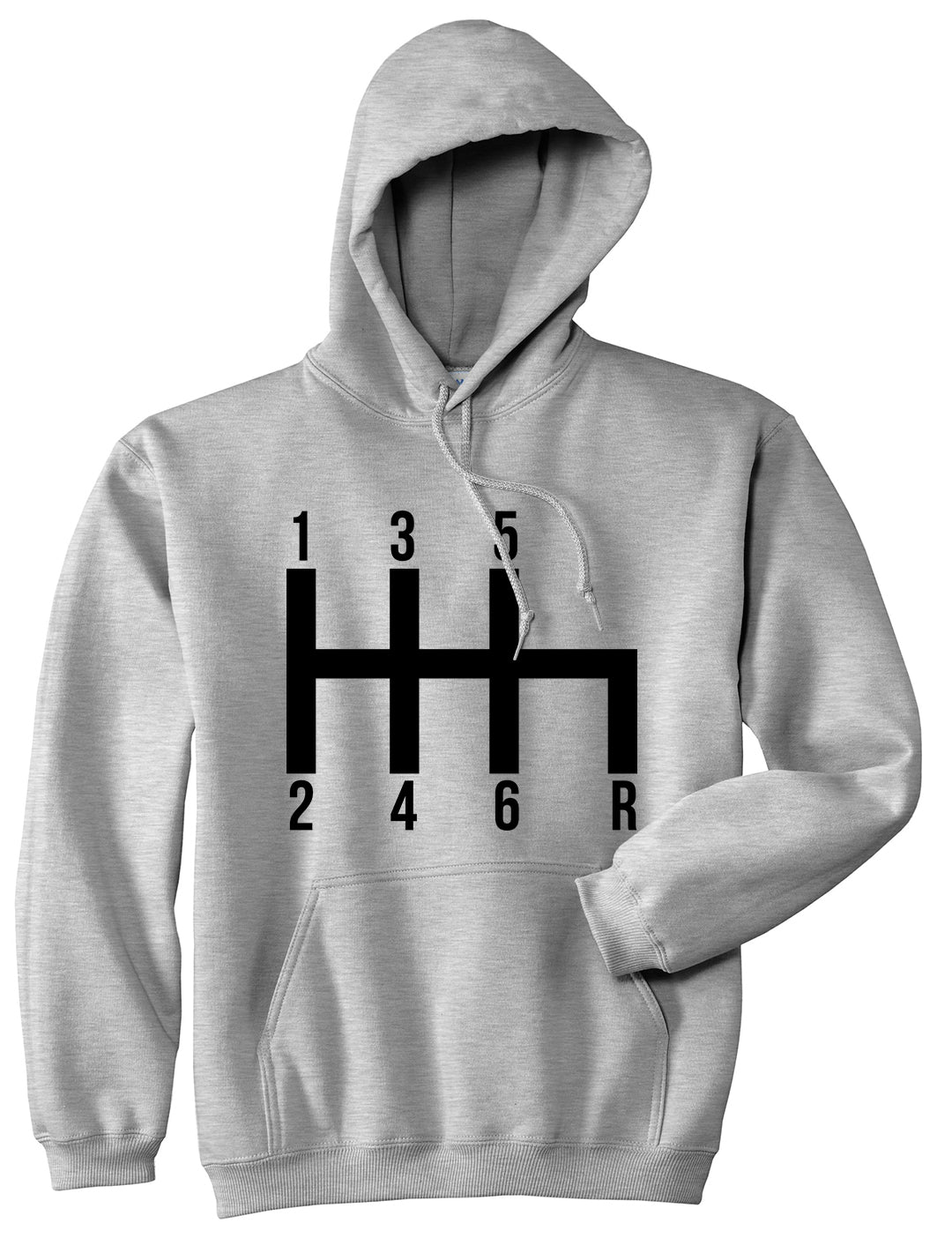 6 Speed Manual Transmission Car Racing Mens Pullover Hoodie Grey