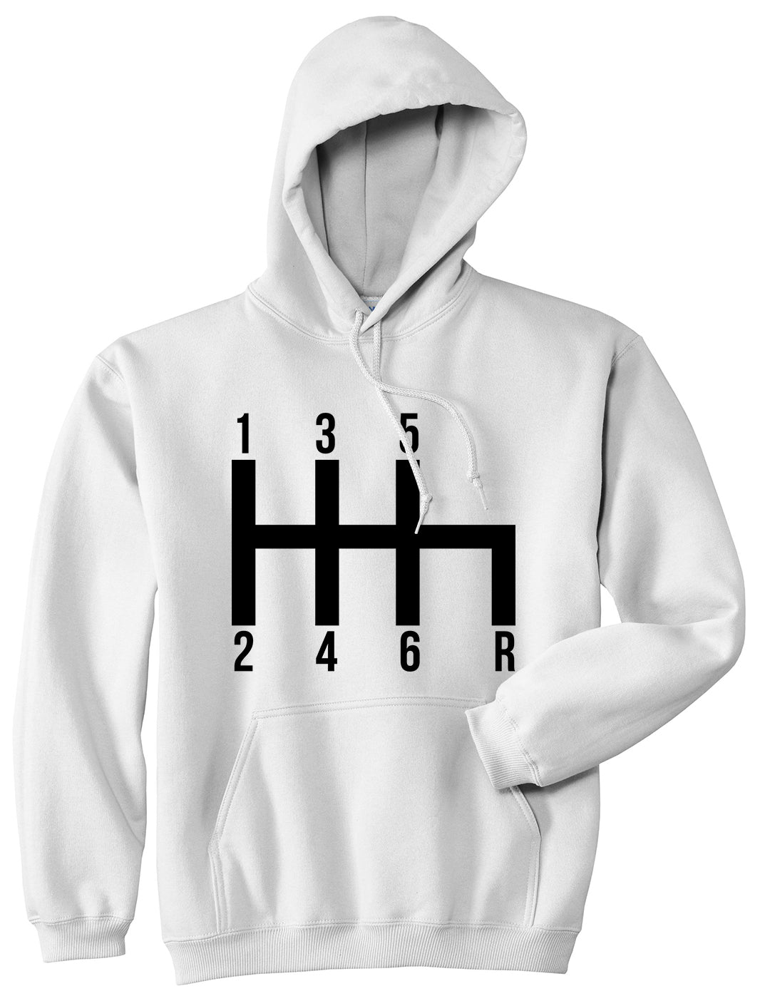 6 Speed Manual Transmission Car Racing Mens Pullover Hoodie White