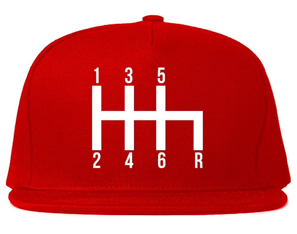 6 Speed Manual Transmission Car Racing Mens Snapback Hat Red