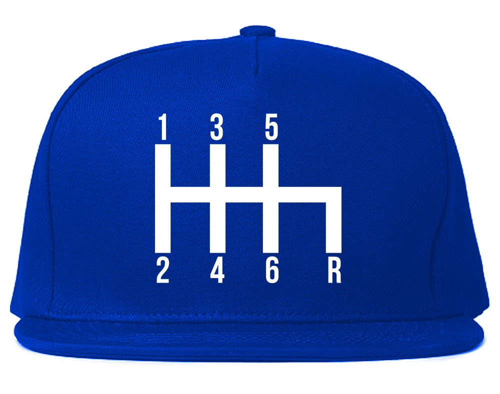 6 Speed Manual Transmission Car Racing Mens Snapback Hat Royal Blue