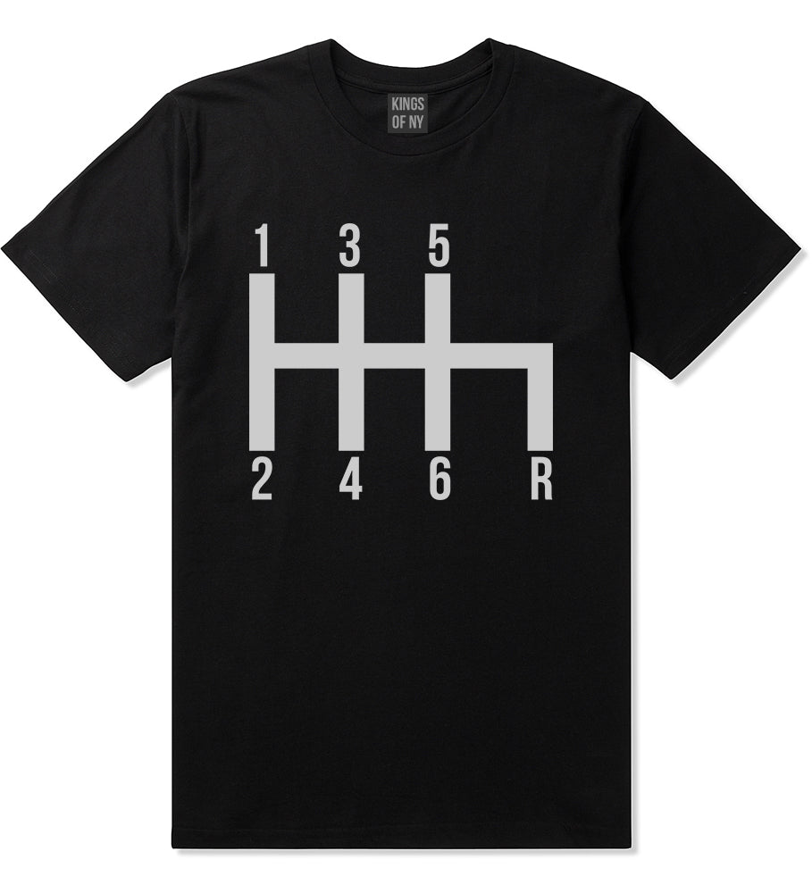 6 Speed Manual Transmission Car Racing Mens T-Shirt Black