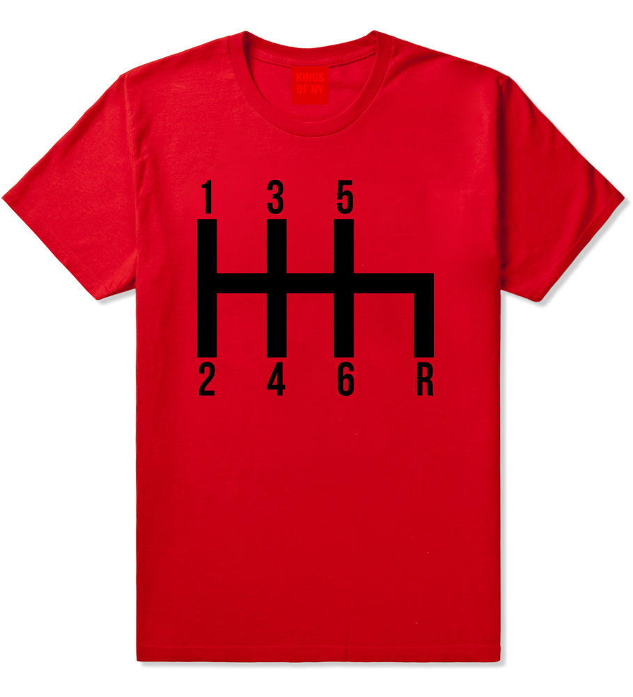 6 Speed Manual Transmission Car Racing Mens T-Shirt Red
