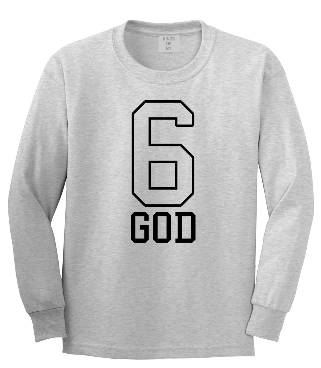 Six 6 God Long Sleeve T-Shirt in Grey By Kings Of NY