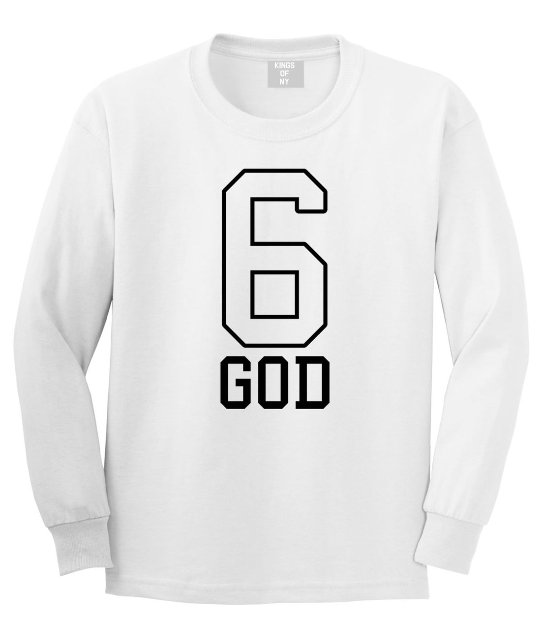Six 6 God Long Sleeve T-Shirt in White By Kings Of NY