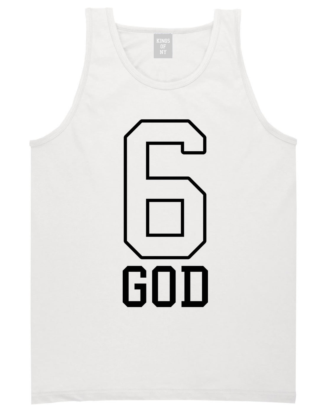 Six 6 God Tank Top in White By Kings Of NY
