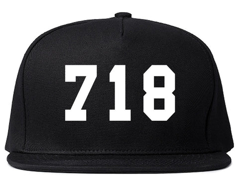 718 New York Area Code Snapback Hat Black