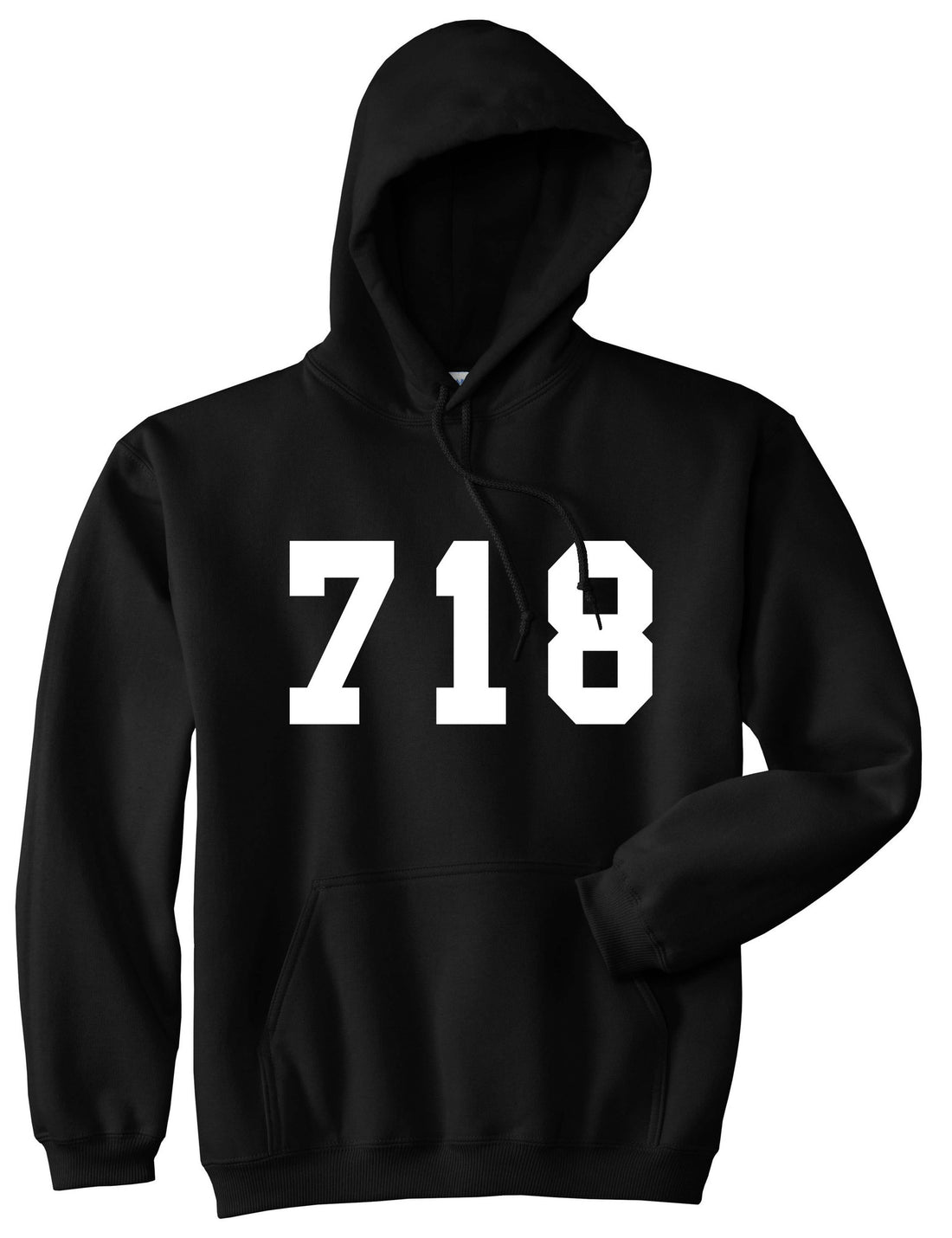 718 New York Area Code Pullover Hoodie in Black By Kings Of NY