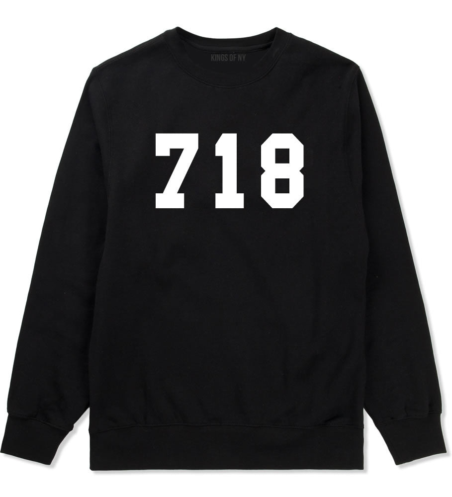 718 New York Area Code Crewneck Sweatshirt in Black By Kings Of NY