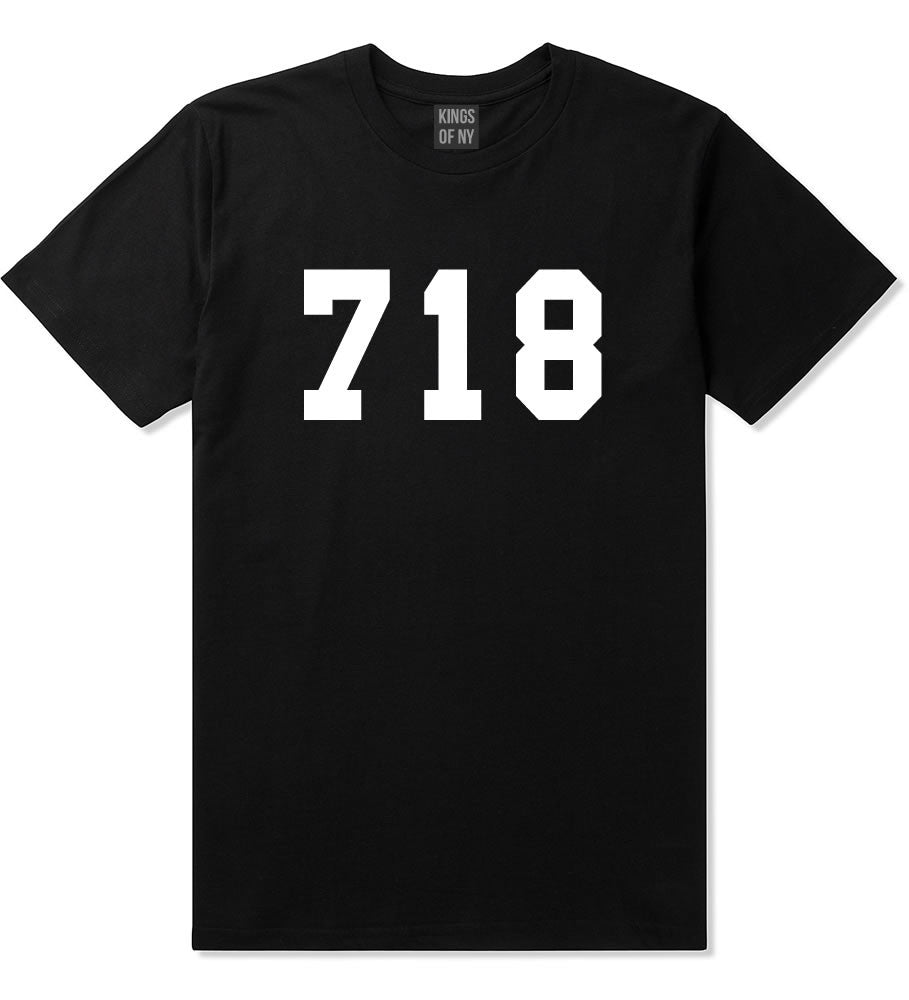 718 New York Area Code T-Shirt in Black By Kings Of NY