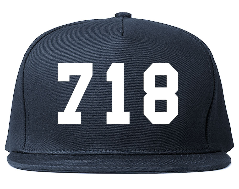 Navy Blue 718 New York Area Code Snapback Hat By Kings Of NY
