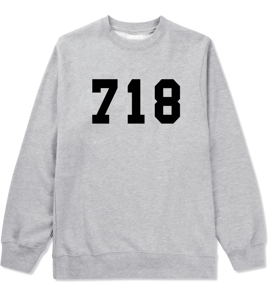 718 New York Area Code Crewneck Sweatshirt in Grey By Kings Of NY