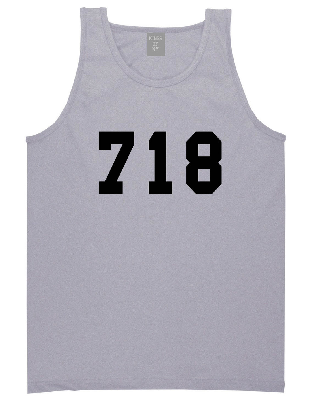 718 New York Area Code Tank Top in Grey By Kings Of NY