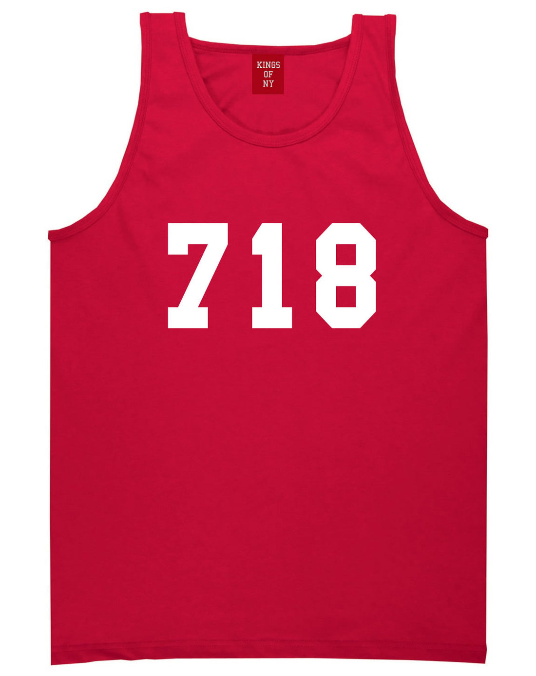 718 New York Area Code Tank Top in Red By Kings Of NY