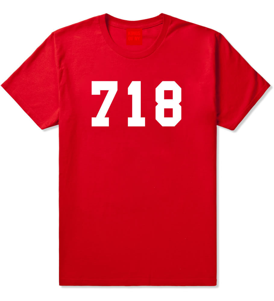718 New York Area Code Boys Kids T-Shirt in Red By Kings Of NY