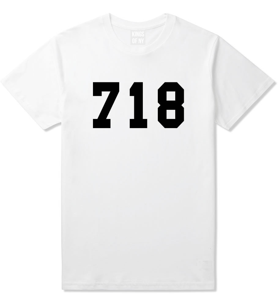 718 New York Area Code T-Shirt in White By Kings Of NY